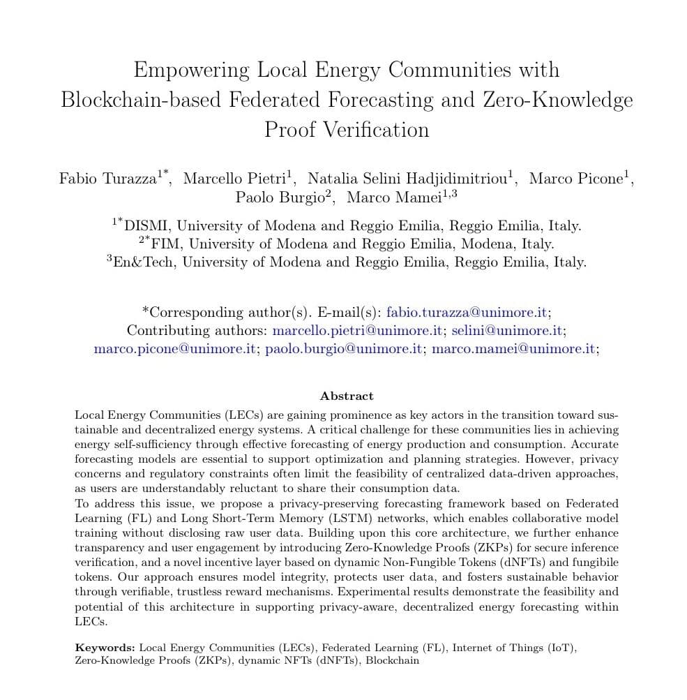 New paper: privacy-preserving forecasting for energy communities
